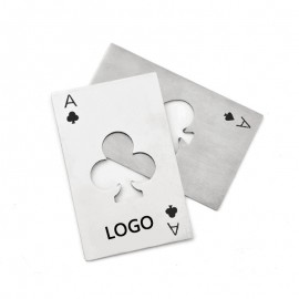 Stainless Steel Poker Playing Card w/Bottle Opener with Logo