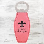Pink Leatherette Bottle Opener with Magnet Custom Imprinted