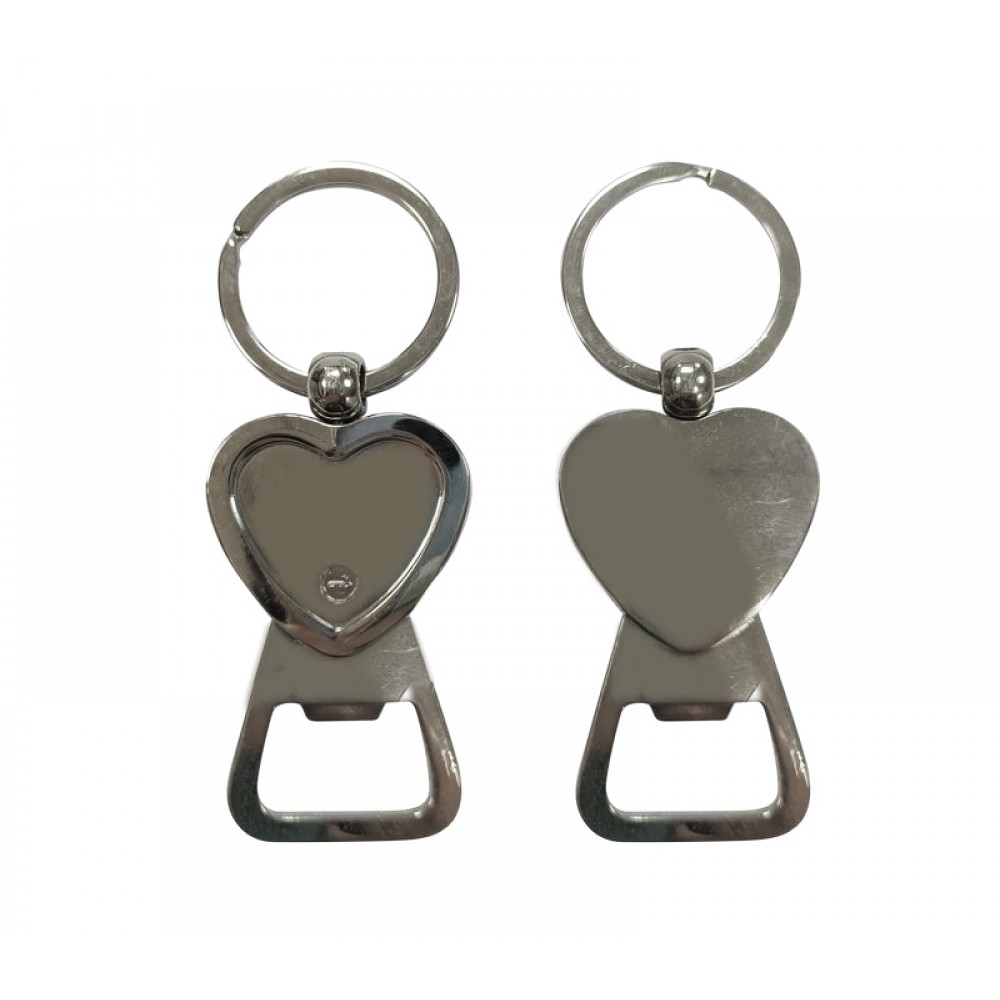 Heart-Shaped Metal Bottle Opener Keyring with Logo