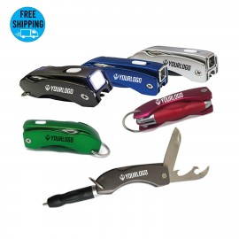 Multi Functional LED Foldable Ball Pen with keychain with Logo