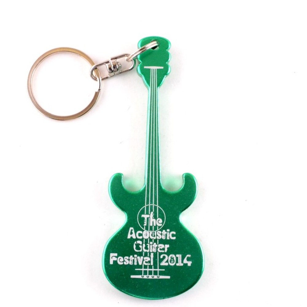 Promotional Acoustic Guitar Key Chain w/Bottle Opener