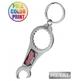 Two Way Metal Bottle Opener Keychain- Full Color with Logo  Two Way Metal Bottle Opener Keychain- Full Color with Logo