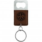 2.75x1.5 Dark Brown Leatherette Bottle Opener Keychain Custom Imprinted