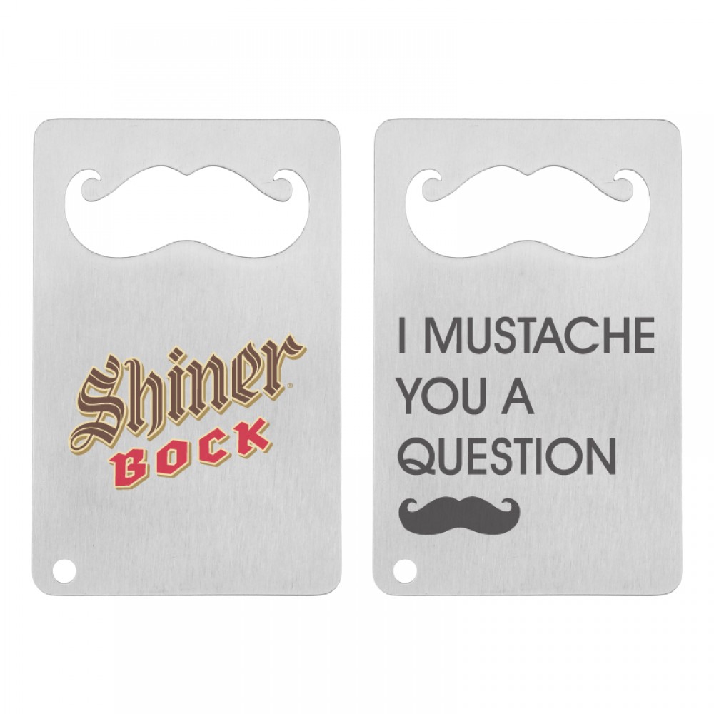 Mustache Credit Card Bottle Opener with Logo