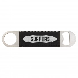 Black/Silver Leatherette Bottle Opener with Logo