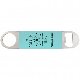 1 1/2" x 7" Teal/Black Bottle Opener with Silicone Grip Custom Imprinted