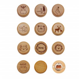 Round Wood Bottle Opener with Magnet (direct import) with Logo  Round Wood Bottle Opener with Magnet (direct import) with Logo