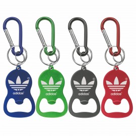 Round Bell Shape Plain Bottle Opener w/Key Ring & Carabiner with Logo