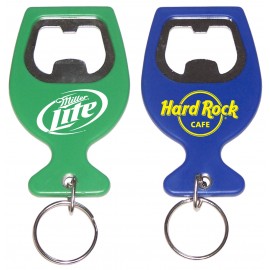 Logo Branded Wine Cup Shape Bottle Opener w/Key Ring