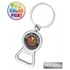 Custom Printed Aluminum Beer Bottle Opener Keychain - Full Color