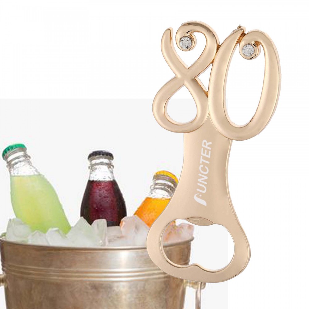 Promotional 80th Birthday Shape Metal Bottle Opener