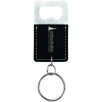 2.75x1.5 Black/Silver Leatherette Bottle Opener Keychain Custom Imprinted