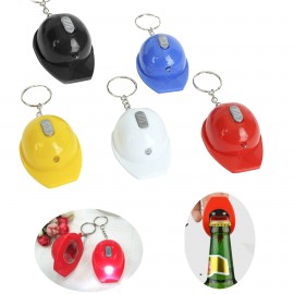 Logo Branded Helmet Flashlight Bottle?Opener With Keychain