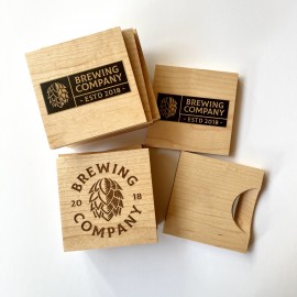 Personalized 3.5" x 3.5" - Square Wood Bottle Opener Coaster