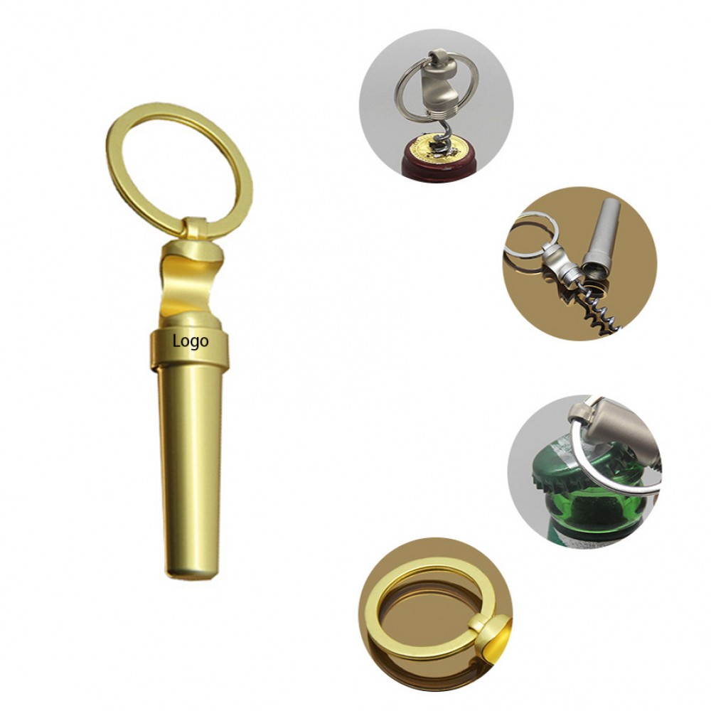 3 in 1 Metal Key Chain Bottle Opener and Corkscrew with Logo