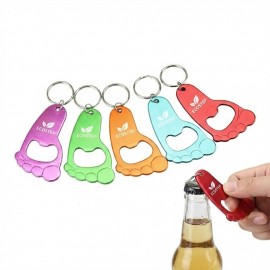 Foot Shaped Aluminum Bottle Opener Keychain with Logo