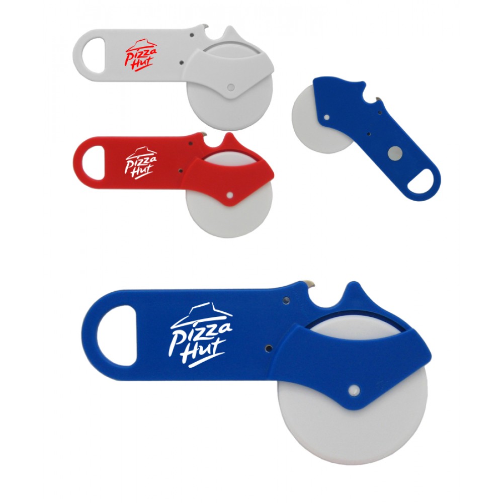 Promotional Pizza Cutter with Bottle Opener