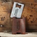 Custom Printed MALTSTER Metal Bottle Opener with Leather Sleeve