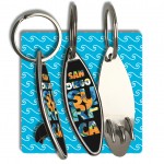 Surfboard Bottle Chrome Opener with key ring with Logo