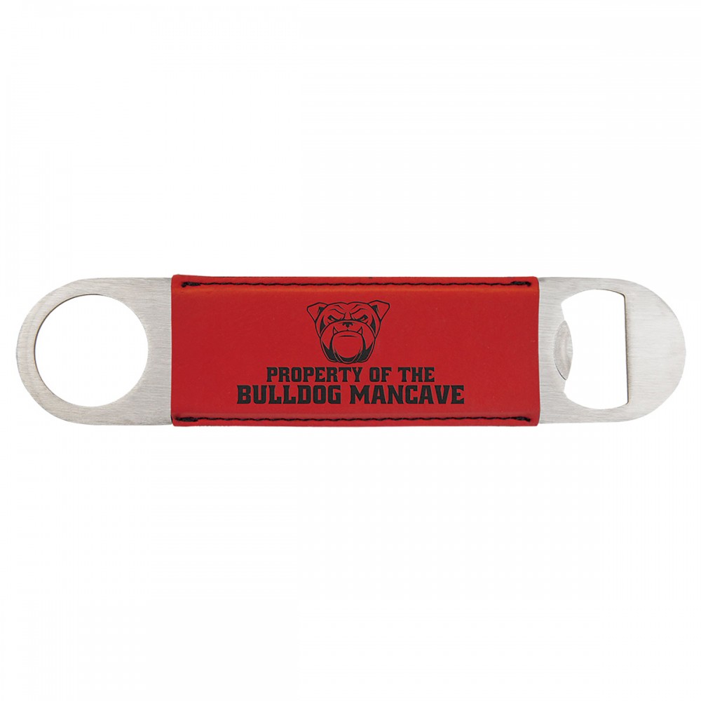 Red Leatherette Bottle Opener with Logo