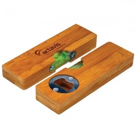 Promotional 3-in-1 Bamboo Tool - Level, Bottle Opener, Ruler