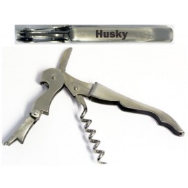 Stainless Steel Corkscrew Opener w/ Knife Blade with Logo  Stainless Steel Corkscrew Opener w/ Knife Blade with Logo