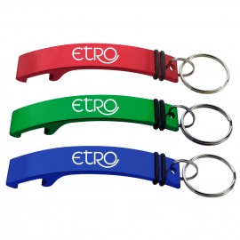 Curved Aluminum Multi-Purpose Bottle Opener Keyring with Logo