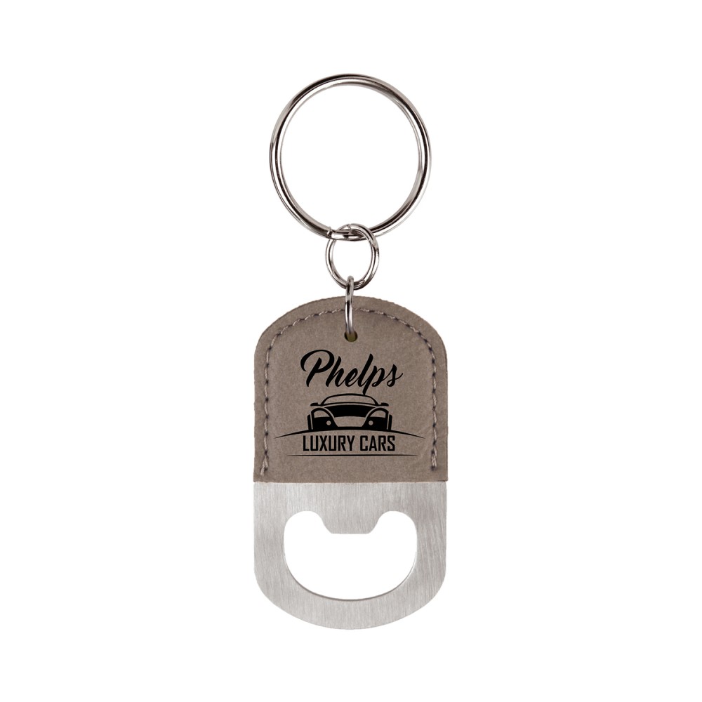 Custom Imprinted Leatherette Bottle Opener Keychain Custom Imprinted Leatherette Bottle Opener Keychain