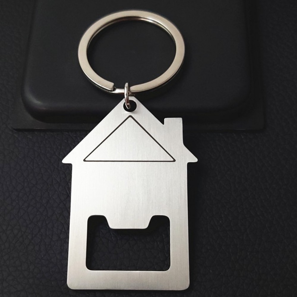 Flat House Bottle Opener Keychain with Logo