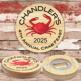 Customized Bamboo Bottle Opener Magnet