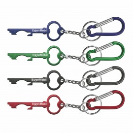 Key Shaped Aluminum Bottle Opener w/Key Chain & Carabiner with Logo