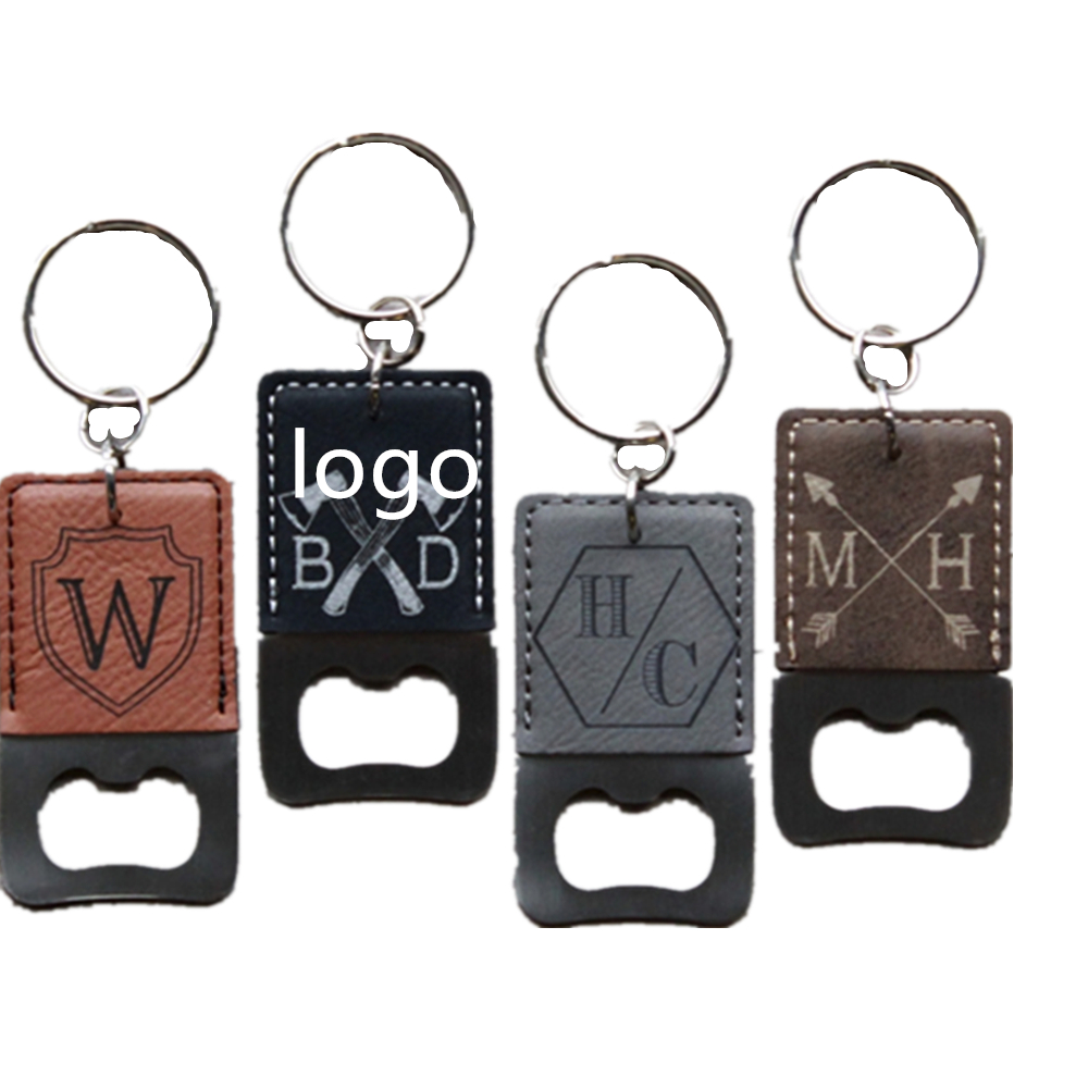 Leather Bottle Opener With Key Ring with Logo Leather Bottle Opener With Key Ring with Logo