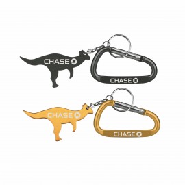 Dinosaur / Kangaroo Shaped Aluminum Bottle Opener w/7 Cm Carabiner with Logo  Dinosaur / Kangaroo Shaped Aluminum Bottle Opener w/7 Cm Carabiner with Logo