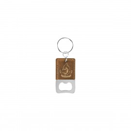 Rustic/Gold Rectangle Leatherette Bottle Opener Keychain with Logo  Rustic/Gold Rectangle Leatherette Bottle Opener Keychain with Logo