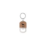 Personalized Light Brown Oval Leatherette Bottle Opener Keychain