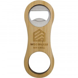 Bamboo Bottle Opener - Rounded with Logo