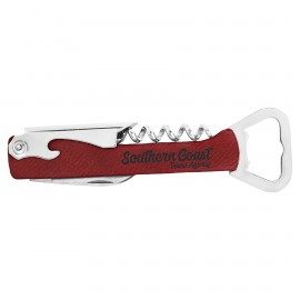 Leatherette Wine Bottle Opener - BTTL02-07D with Logo
