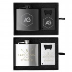 Crafter 5 Oz. Flask and Bottle Opener Gift Set with Logo