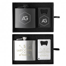 Promotional Crafter 5 Oz. Flask and Bottle Opener Gift Set