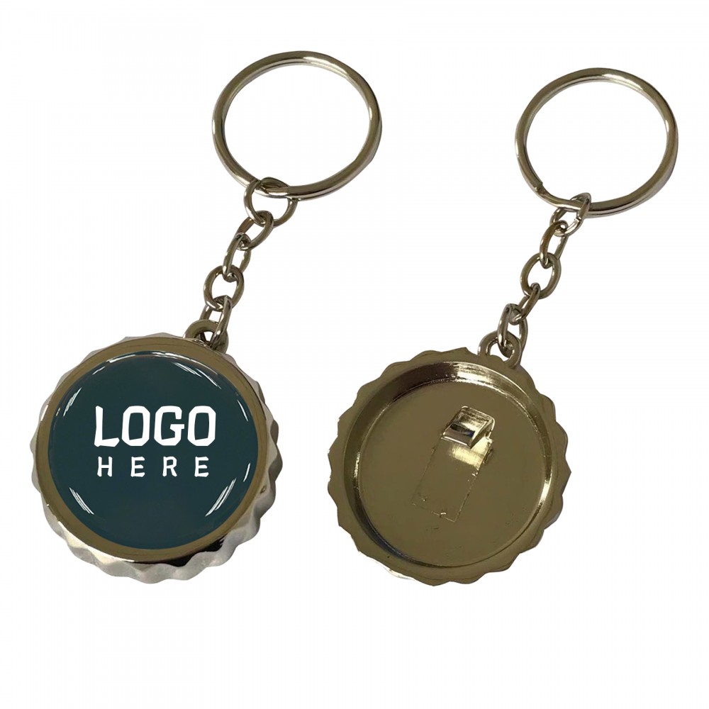 Custom Printed Beer Cap Shape Bottle Opener Key Chain