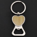 Heart Bamboo Bottle Opener Keychain with Logo