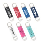 Promotional 1.5" x 7" - Silicone Grip Steel Bottle Opener