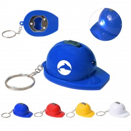 Customized Mini LED Helmet Keychain w/Bottle Opener