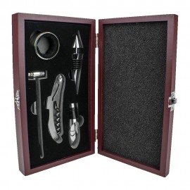 5-Piece Corkscrew Tool Set with Redwood Case with Logo  5-Piece Corkscrew Tool Set with Redwood Case with Logo