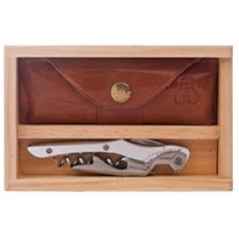Castello Natural Aluminum Corkscrew Set w/Box & Leather Pouch with Logo  Castello Natural Aluminum Corkscrew Set w/Box & Leather Pouch with Logo