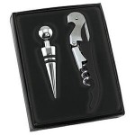 Personalized Quality Stainless Steel Wine Bottle Opener and Stopper Set (Black Handle)