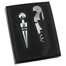 Customized Quality Stainless Steel Wine Bottle Opener and Stopper Set (Black Handle)  Customized Quality Stainless Steel Wine Bottle Opener and Stopper Set (Black Handle)