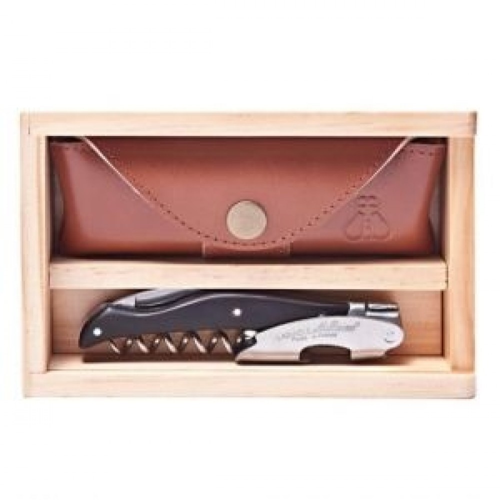 Personalized Laguiole Millesime Genuine Buffalo Corkscrew Set w/Box & Leather Pouch