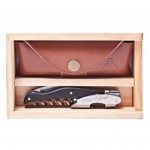 Personalized Laguiole Millesime Genuine Buffalo Corkscrew Set w/Box & Leather Pouch