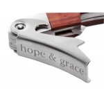 Curved Stainless Steel Corkscrew w/Burgundy Wood Inset with Logo